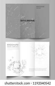 The minimal vector layouts. Modern covers design templates for trifold brochure or flyer. Network connection concept with connecting lines and dots. Technology design, digital geometric background.