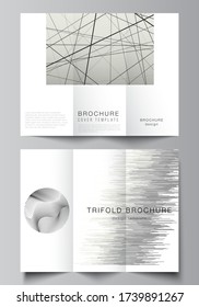 The minimal vector layouts. Modern creative covers design templates for trifold brochure or flyer. Geometric abstract background, futuristic science and technology concept for minimalistic design.