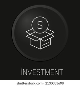 İnvestment minimal vector line icon on 3D button isolated on black background. Premium Vector.