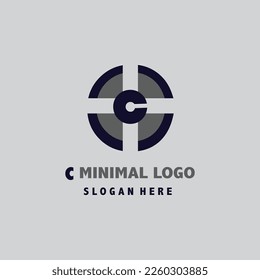 Minimal Vector Logo for banner, poster, flyer, Company. C, letter minimal logo. minimalist logo.