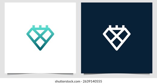 Minimal vector logo combining a calendar and diamond shape, symbolizing value, planning, and organization. This modern design is ideal for scheduling apps, event planning services, or corporate brandi