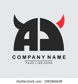 Minimal Vector Logo For Initial Letter AJ. Logo Design With The Concept Of A Viking Hat. Eps File