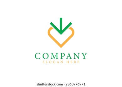 Plantilla de diseño de logotipo de marca de verificación mínima de amor para vectores