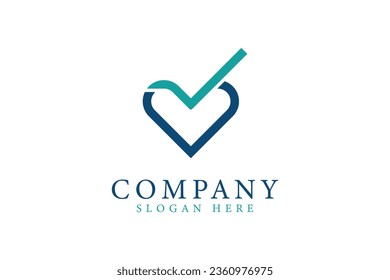 Minimal Vector Love Checkmark Icon Logo Design Template