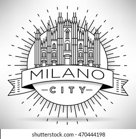 Minimal Vector Milano City Linear Skyline with Typographic Design