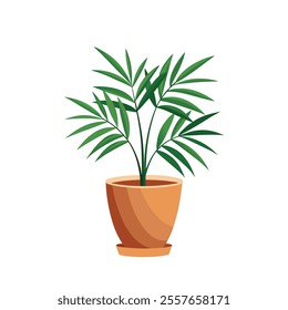 minimal vector parlor palm plant on pot design