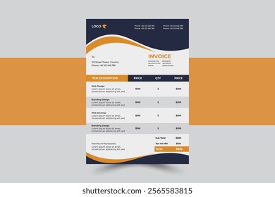 Minimal Vector Professional Invoice Design Template Clean Corporate Design 