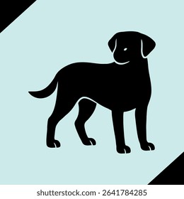 Minimal vector silhouette of a dog on white background. Ideal for graphic design, branding, t-shirt prints, pet projects, and commercial or personal use.