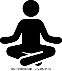 Mínimo vetor silhueta ícone de meditação ioga pose simbolizando bem-estar, atenção plena e estilo de vida saudável. Perfeito para estúdios de ioga, aplicativos de bem-estar, guias de meditação e conceitos de saúde mental.