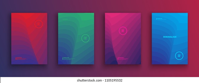 Minimal Vector Smooth Curved Lines Brochure, Cover, Flyer, Book Design Template on Gradient Background. Abstract Conceptual Art Illustration