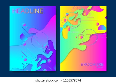 Minimal vector templates for brochure, cover, flyer, banner, annual report, leaflet, presentation. Colorful geometric background. Composition with simple shapes trendy gradients
