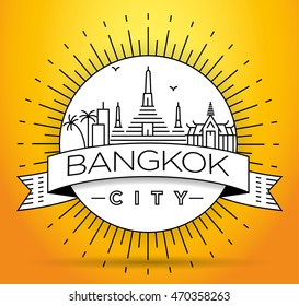 Minimal Vector Thailand City Linear Skyline with Typographic Design