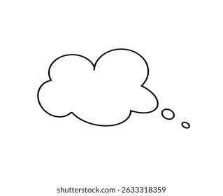 Vetor mínimo de uma nuvem de pensamento ou bolha de fala. Simples contorno preto, perfeito para quadrinhos, elementos de design ou conceitos de ideia.