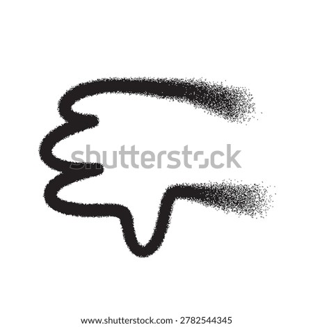 Minimal vector thumbs down icon in spray paint style with rough grainy texture. Hand drawn dislike symbol isolated on light background for social media, apps, branding and design.