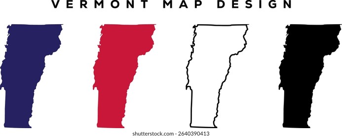 Minimal Vermont State Outline  Line Art Map Silhouette