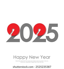 Diseño de año Nuevo 2025 negro de Vertical mínima sobre fondo blanco. Ilustración vectorial