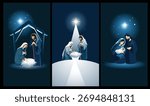 Minimal Vertical Nativity Illustrations – Modern Holy Family Christmas Art. Set of three minimal vertical nativity illustrations. Modern style made for mobile use, greeting cards etc.