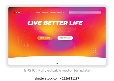 Minimal vibrant gradient background for website designs, Digital website landing page design concept, Applicable for landing pages, covers, brochures, flyers, presentations, banner