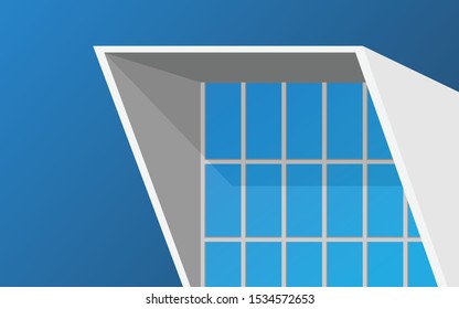 Minimal view of the modern minimal building architecture on blue sky background