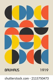 Afiches de diseño geométrico mínimo vintage de los años 20, arte de pared, plantilla, diseño con elementos de formas primitivas. Fondo de patrón retro Bauhaus, círculo abstracto vectorial, triángulo y arte de línea cuadrada. 