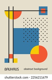 Minimal vintage 20s geometric design posters, wall art, template, layout with primitive shapes elements. Bauhaus retro pattern background, vector abstract circle, triangle and square line art.
