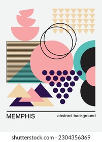 Minimal vintage 20s geometric memphis design posters, wall art, template, Primitive shapes elements. Bauhaus pattern retro background vector illustration abstract circle, triangle and square line