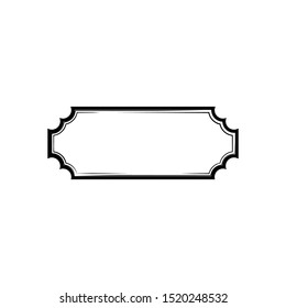 Minimal vintage border vector template. Monochrome elegant empty decorative frame isolated clipart on white background. Ornate rectangle shape vignette, blank label, badge design element