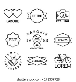 minimal vintage labels with heart, hipster, bicycle