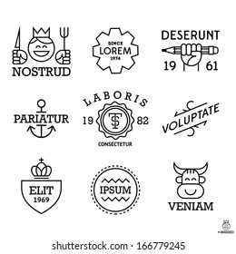 minimal vintage labels with king, shield, cow