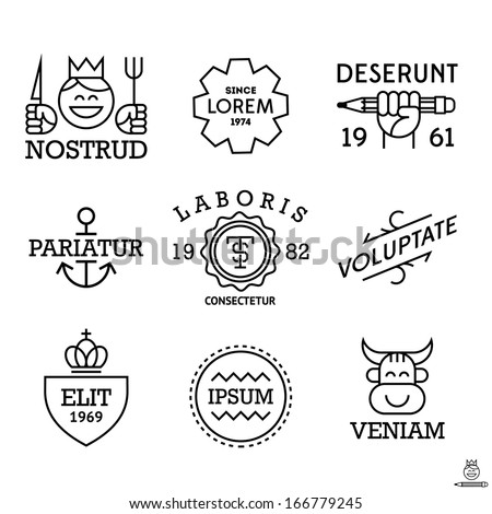 minimal vintage labels with king, shield, cow