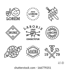 minimal vintage labels with man, sword, globe