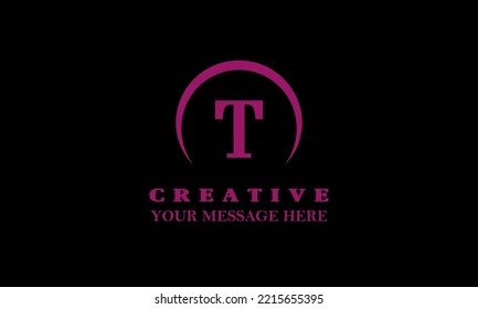 Minimal vintage linear frame, border, label, icon for your letter T monogram or logo