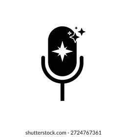 Icono de audio de Vector negro de micrófono vintage mínimo
