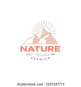 minimal vintage peak hill mountain logo design