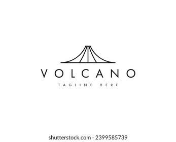 minimal volcano mountain line logo design