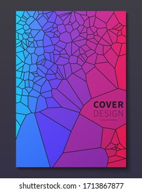 Diseño de tapas mínimas de voronoi. Agrupaciones de vidrio geométrico con color degradado. Montaje abstracto moderno para banne, afiche, volante, etc. Plantilla vectorial