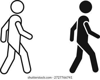 Minimal Walking Man Menschliches Figurensymbol für Richtung, Navigation, Benutzeroberfläche und Wegfindungs-Design-Vektor