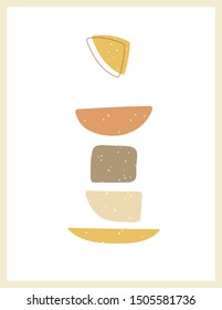 Minimal wall art. Abstract shapes in warm autumn colors.  Composition of geometric shapes.  Vector graphics.
