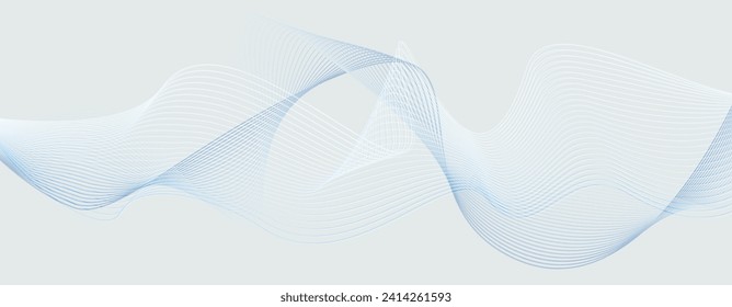 Minimal wall art with dynamic lines in muted light blue, blue-gray tones. Place for logos, messages, text placement.