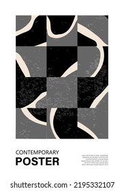 Minimal wall art poster with abstract shapes composition collage