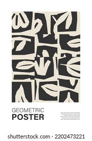 Minimal wall art poster with abstract shapes composition collage