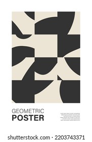 Minimal wall art poster with abstract shapes composition collage