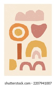 Minimal wall art poster with abstract organic shapes composition