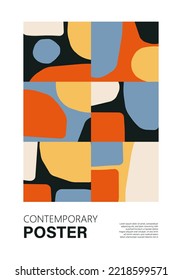 Minimal wall art poster with abstract shapes composition collage