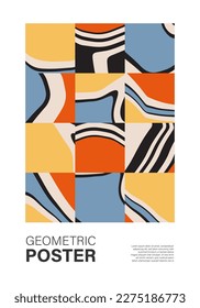 Minimal wall art poster with abstract shapes composition collage
