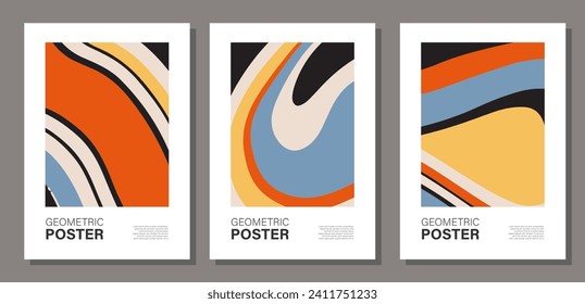 Minimal wall art poster with abstract shapes composition collage