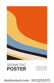 Minimal wall art poster with abstract shapes composition collage