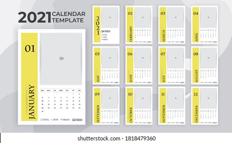 Minimal wall calendar 2021 template
