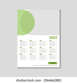 Minimal Wall calendar template 2022