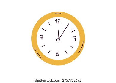 Minimal wall clock in hand drawn style showing time, simple design element isolated vector illustration, concept of time and schedule - Powered by Shutterstock - Get 15% off with code: PIKWIZARD15